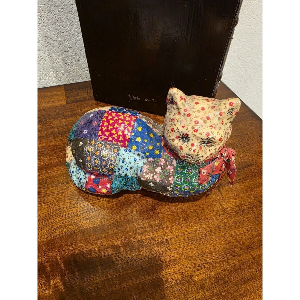 Vintage Calico Cat Figurine  Heavy‎ Ceramic